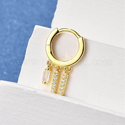 Прямоугольник s925 серьги-кольца из стерлингового серебра с микропаве из прозрачных кубических цирконий для женщин&nbsp;EJEW-K307-02G