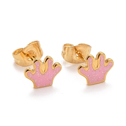 Orecchini a bottone in acciaio inossidabile smaltato 304&nbsp;EJEW-B009-03G