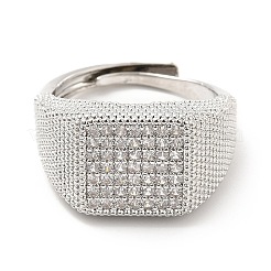 Кольца из латуни с микропаве из кубического циркония&nbsp;RJEW-E064-11P