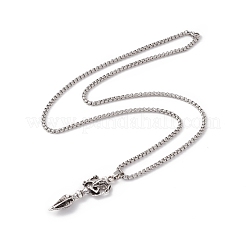 Collana con ciondolo a forma di testa di lancia in lega con catene a scatola in acciaio inossidabile 304&nbsp;NJEW-C007-04AS