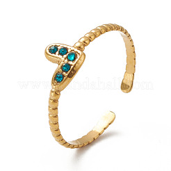 Anillo de puño abierto con corazón de rhinestone&nbsp;RJEW-K237-02G
