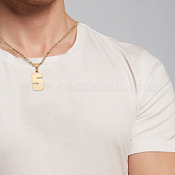 1 шт. 304 нержавеющая сталь Фигаро цепочка ожерелье с подвеской в виде цифры&nbsp;NJEW-BBC0001-28E-G