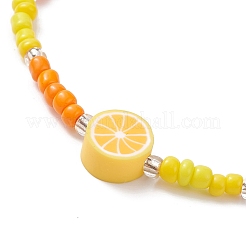 5 pz 5 stile limone e fragola e anguria argilla polimerica e set di braccialetti elastici con perline di semi di vetro&nbsp;BJEW-JB09102