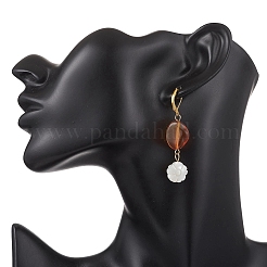 Серьги-гвоздики с цветочной ракушкой и акриловым креплением&nbsp;EJEW-JE06847