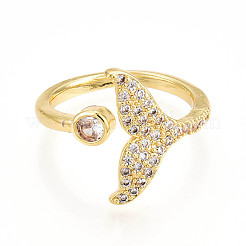 Латунные кольца-манжеты с микропаве и прозрачным цирконием для женщин&nbsp;KK-T074-23G