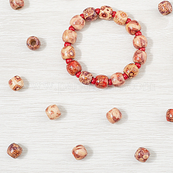 3 пакетик печатных деревянных крашеных бусин&nbsp;WOOD-SC0002-20