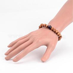 Bracelets extensibles avec perles en bois&nbsp;BJEW-JB01941-03