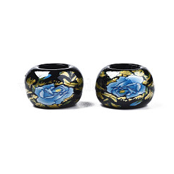 Непрозрачные акриловые бусины rondelle с цветочным принтом&nbsp;SACR-S305-27-D02