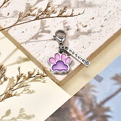 Colgante decorativo de aleación de esmalte con huella de pata de perro&nbsp;HJEW-JM02495-02