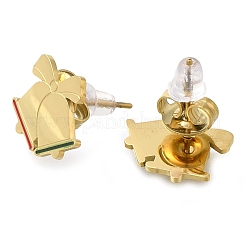 Boucles d'oreilles à tige en acier inoxydable 304 avec placage ionique (IP) et émail&nbsp;EJEW-I316-03G-08
