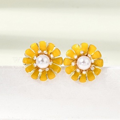 Boucles d'oreille en laiton émaillé&nbsp;KK-CBA8324-27G-02