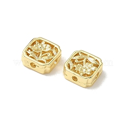 Квадрат с цветочными латунными бусинами&nbsp;KK-K293-71G