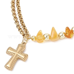 Браслеты с подвесками-крестиками из нержавеющей стали 304&nbsp;BJEW-JB13419