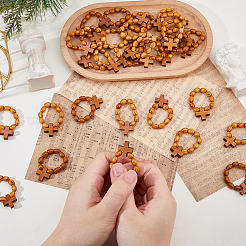 30 шт. деревянные эластичные кольца для пальцев&nbsp;RJEW-DC0001-22