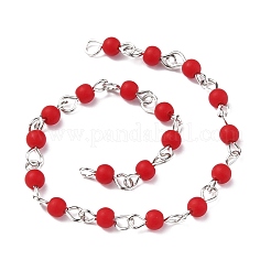 Chaînes de perles en verre mat manuelles&nbsp;AJEW-JB00841-01