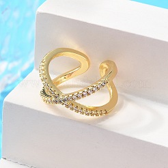 Регулируемые латунные кольца микро манжеты из прозрачного циркония&nbsp;LS-RJEW-F101-17G