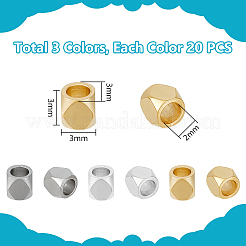 60 шт. 3-х цветные бусины из нержавеющей стали 201&nbsp;STAS-UN0052-73