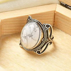 Регулируемые кольца из натурального говлита&nbsp;RJEW-I108-02AS-04