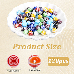 120 perlina rotonda in vetro millefiori fatta a mano&nbsp;LK-PA0001-05