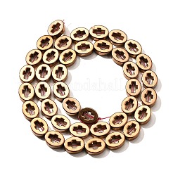 Brins de perles d'hématite non magnétiques synthétiques galvanisées&nbsp;G-L613-Z01-02D