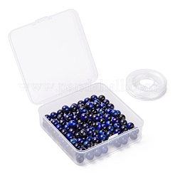 100pcs 8mm natürliche Tigerauge runde Perlen&nbsp;DIY-LS0002-26