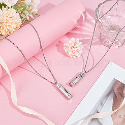 2 шт. 2 стиля антикоррозийных мини-ожерелья в виде полых колонн из нержавеющей стали в виде флаконов духов&nbsp;NJEW-DR0001-02A