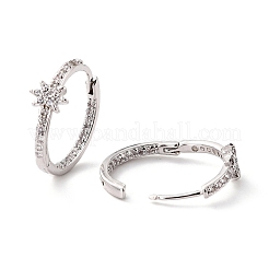 Orecchino a cerchio piccolo huggie con zirconi a fiore per lei&nbsp;EJEW-C002-15P-RS