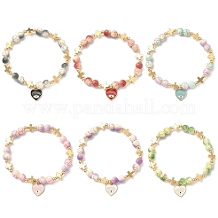 6 Stück 6 Farben Herz mit Auge Legierung Emaille Charm Armbänder&nbsp;BJEW-JB12287
