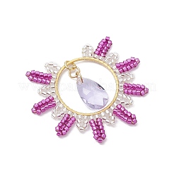 Плоские круглые подвески из стеклянного бисера&nbsp;PALLOY-MZ00570-03