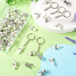 60 шт. подвески из сплава и стеклянных бусин с жемчугом в 6 стилях&nbsp;PALLOY-TAC0162