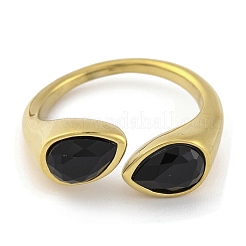 Placcatura ionica (ip) 304 acciaio inossidabile strass polsino a goccia aperto per le donne&nbsp;RJEW-N046-04C-G