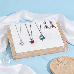 Présentoirs à bijoux rectangulaires en bois inclinés avec tapis en simili cuir pour boucles d'oreilles et colliers&nbsp;ODIS-WH0079-114A