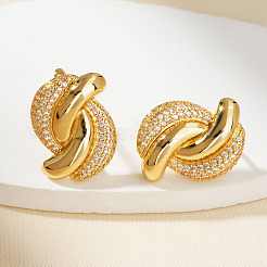 Элегантные серьги-гвоздики из латуни с прозрачным кубическим цирконием&nbsp;NN5880-1