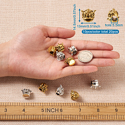 20 шт. 2 цвета бусины из европейского сплава в тибетском стиле&nbsp;TIBEB-TA0001-24