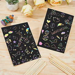 200шт 2 стиля бамбуковая ручка для радужной бумаги для скретч-арта&nbsp;AJEW-FH0004-44