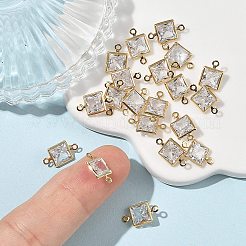 Messing Pavé klar Zirkonia quadratische Verbindungsstück Charms&nbsp;XGRQ2O493-447G