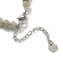 Круглые женские браслеты из натурального лабрадорита и синтетического немагнитного гематита и белых ракушек из бисера&nbsp;BJEW-K251-02E