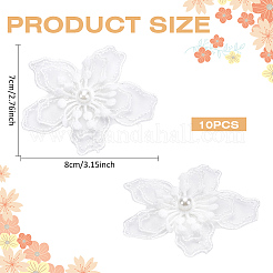 10 Stück 3D-Blumen-Stickerei aus Polyester zum Aufnähen&nbsp;PATC-MA0001-22