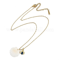 Collares colgantes de animales marinos con circonita cúbica de latón y playa de verano para mujer&nbsp;NJEW-B118-03G-02