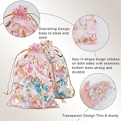 80 шт. 4-х цветные мешочки из органзы с принтом в виде сердец&nbsp;OP-BBC0001-50B