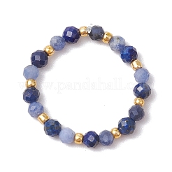 Anillos elásticos con cuentas de sodalita natural&nbsp;RJEW-JR00867-01
