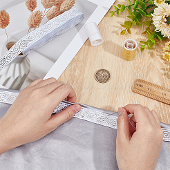 Жаккардовые ленты из полиэстера с цветочным узором в этническом стиле&nbsp;DIY-WH0656-63B