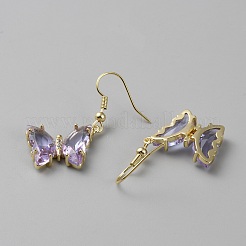 Серьги-бабочки с кубическим цирконием EJEW-WH0050-01G-02