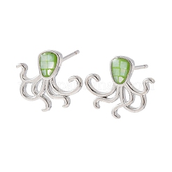Серьги-гвоздики с осьминогом из латуни и эмали&nbsp;EJEW-I322-01P