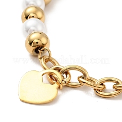Bracciale con ciondolo a forma di lucchetto a forma di cuore in acciaio inossidabile 201&nbsp;BJEW-A126-12G