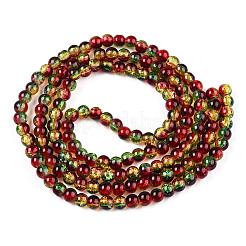 Fili di perle di vetro craquelé trasparenti bicolore&nbsp;CCG-WH0003-6mm-02