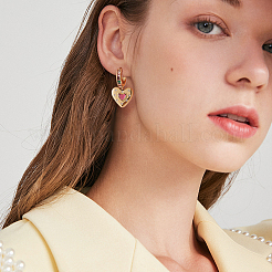 Aretes colgantes de argolla con corazón y estrella de circonitas cúbicas de colores&nbsp;JE922A