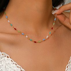 Геометрические латунные стеклянные колонны цепочки ожерелья для женщин повседневные украшения для отпуска&nbsp;BU2743