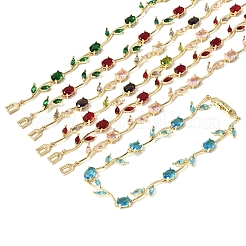 Bracelets en laiton à maillons en forme de feuille&nbsp;BJEW-D455-01G