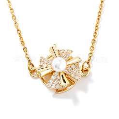 Простые и элегантные латунные подвески-мельницы с микропаве из прозрачных кубических цирконий для повседневного ношения&nbsp;BN2389